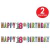 Beistle 2 Piece Elegant Multi-Color Happy 18th Birthday Banners, 7.5” x 5’, Bday Party Decorations, Milestone Celebrations