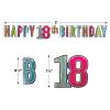 Beistle 2 Piece Elegant Multi-Color Happy 18th Birthday Banners, 7.5” x 5’, Bday Party Decorations, Milestone Celebrations