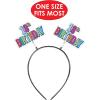 Beistle Happy 18th Birthday Boppers – 2-Pack Colorful Milestone Celebration Headbands Accessories with Printed Icons on Snap-On Bands for Eighteenth B-Day Parties, Photo Ops