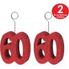 Beistle Red Glittered 60 Photo & Balloon Holder(Glittered “60” Photo/Balloon Holders – (2 Pack))