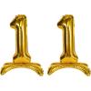 Beistle 2 Piece 26″ Self-Standing Number Balloons Gold Mylar #0, With Blow Straws, Air Only, Birthday Party Supplies, New Year’s Eve Decorations, Graduation Centerpieces