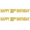 Beistle 2 Piece Elegant Gold Happy 18th Birthday Banners, 7.5” x 5’, Bday Party Decorations, Milestone Celebrations