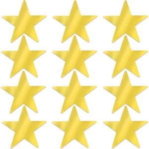 Beistle 48 Piece Metallic Plastic Gold Star Cut Outs For Birthday, Awards Night Theme, Party Decorations, Bulletin Board Classroom Décor