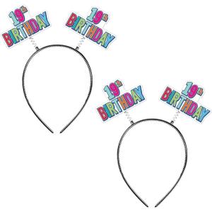 Beistle Happy 19th Birthday Headbands, Set of 2 Fun Head Boppers, Milestone Bday Party Supplies, USA Made