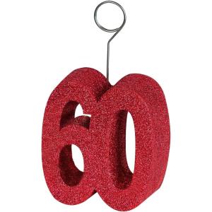 Beistle Red Glittered 60 Photo & Balloon Holder(Glittered “60” Photo/Balloon Holder – (1 Pack))