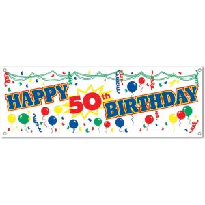 Happy 30th Birthday Sign Banner Party Accessory (1 count) (1/Pkg)(Happy “50th” Birthday Sign Banner – (1 Pack))