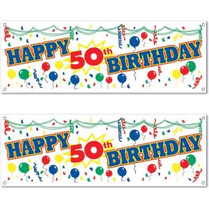 Happy 30th Birthday Sign Banner Party Accessory (1 count) (1/Pkg)(Happy “50th” Birthday Sign Banner – (2 Pack))
