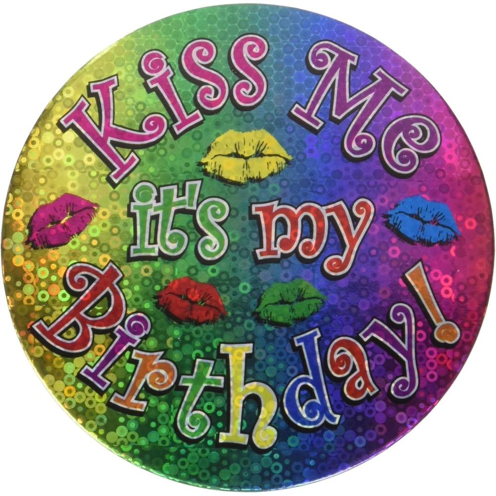 image:imageKiss Me Its My Birthday Button Party Accessory 1 count 1Pkg