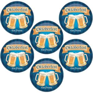 Beistle 6 Piece 2″ Metal Oktoberfest Button Pins Bavarian Style German Themed Party Supplies
