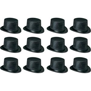 Beistle 60742-BK Black Vel-Felt Top Hat, 12 Per Package
