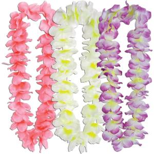 Beistle Silk ‘N Petals Island Oasis Hawaiian Leis, 3- Count Tropical Theme Luau Party Favor Accessories for Weddings, Birthdays and Events
