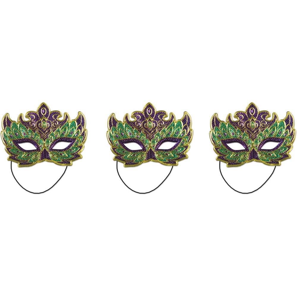 image:imageBeistle Feathered Mask with StickMardi Gras Costume Mask