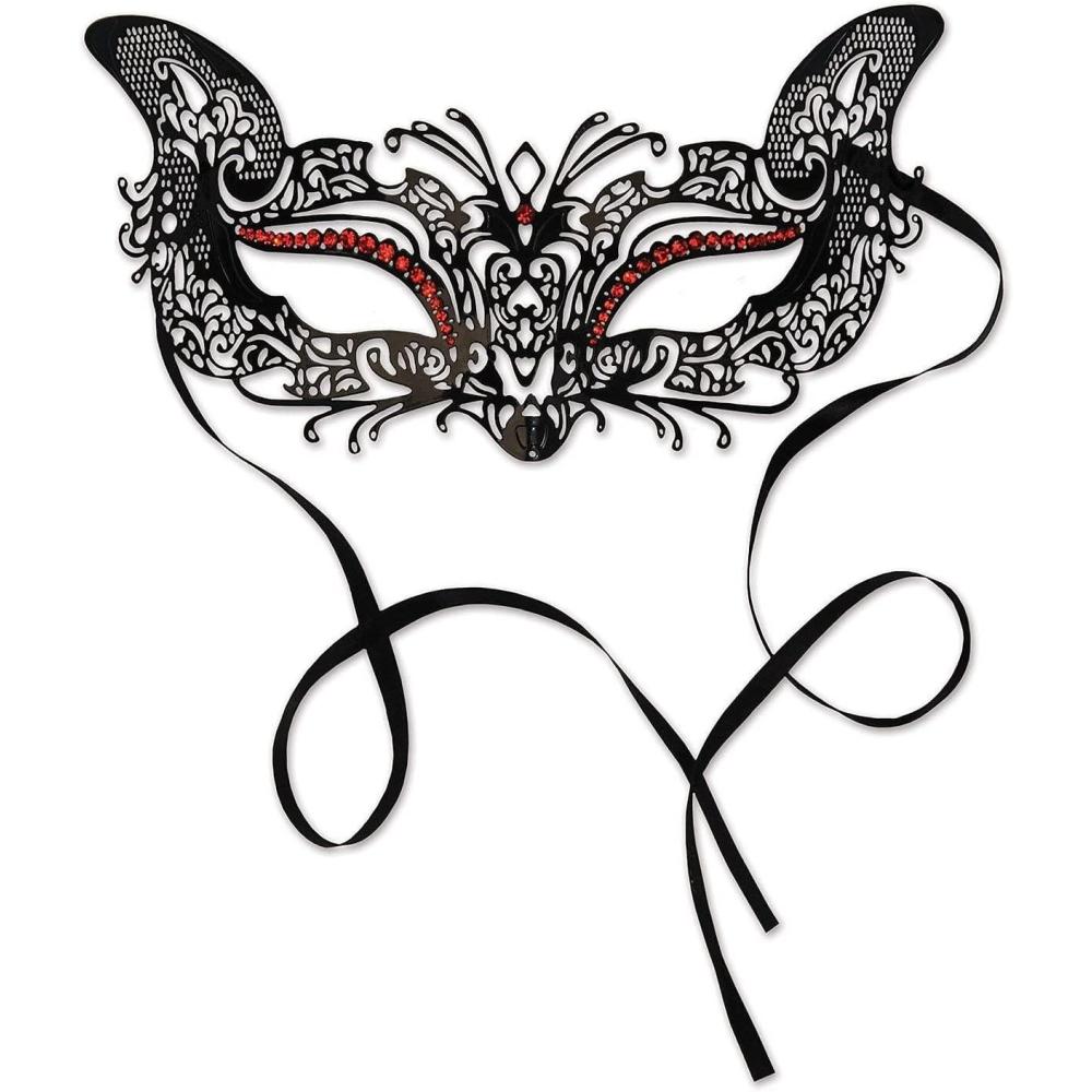 image:imageBeistle Feathered Mask with StickMetal Filigree Masquerade Mask B