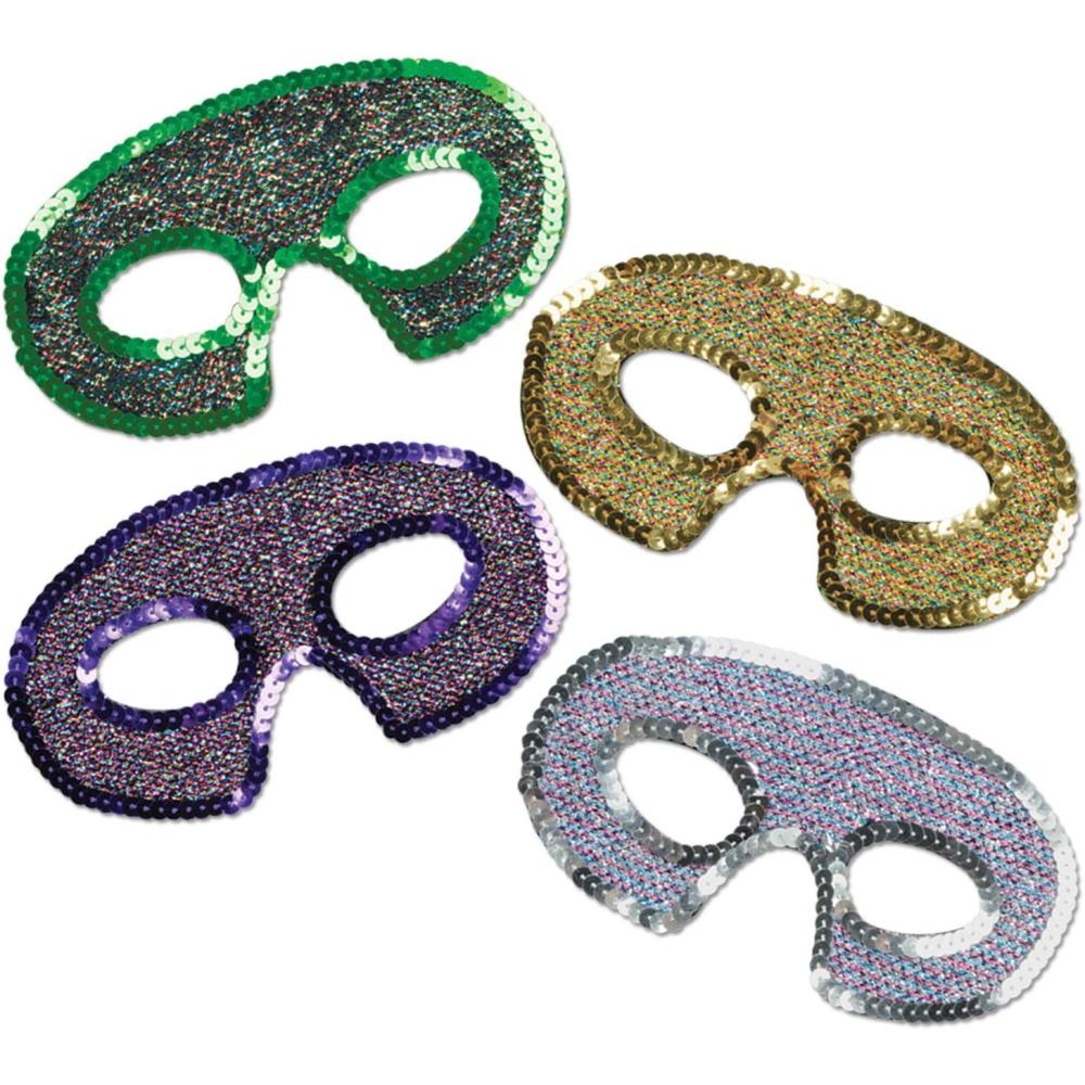 image:imageBeistle Feathered Mask with StickSequinlame Half Masks