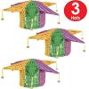 Beistle 3 Piece Plush Fabric Glitz ‘N Gleam Jester Hats For New Orleans Party Supplies And Mardi Gras Costume Accessories(Glitz ‘N Gleam Jester Hat (3-pack))