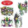Beistle 8 Piece Foil Cardstock Paper Mardi Gras Decorations Mask Cut Outs Wall Décor for New Orleans Carnival Masquerade Party Supplies