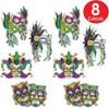 Beistle 8 Piece Foil Cardstock Paper Mardi Gras Decorations Mask Cut Outs Wall Décor for New Orleans Carnival Masquerade Party Supplies