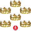 Beistle Plastic Jeweled King’s Crowns – 6-Count Gold Adjustable Costume Headpieces with Gems for Medieval Birthday Parties, Stage Plays, Photo Booths, Mardi Gras and Royal Celebrations