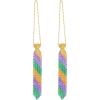 Beistle 60067 2 Piece Beaded Mardi Gras Ties, 13″, Green/Gold/Purple(Beaded Mardi Gras Tie)