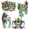 Beistle 8 Piece Foil Cardstock Paper Mardi Gras Decorations Mask Cut Outs Wall Décor for New Orleans Carnival Masquerade Party Supplies