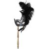Beistle Feathered Mask with Stick(Costume Mask W/Stick (1-pack) – B)