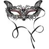 Beistle Feathered Mask with Stick(Metal Filigree Masquerade Mask – B)