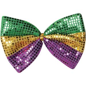 Beistle 60067 2 Piece Beaded Mardi Gras Ties, 13″, Green/Gold/Purple(Jumbo Mardi Gras Glitz ‘N Gleam Bow Tie)