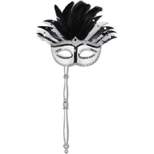 Beistle Feathered Mask with Stick(Costume Mask W/Stick)