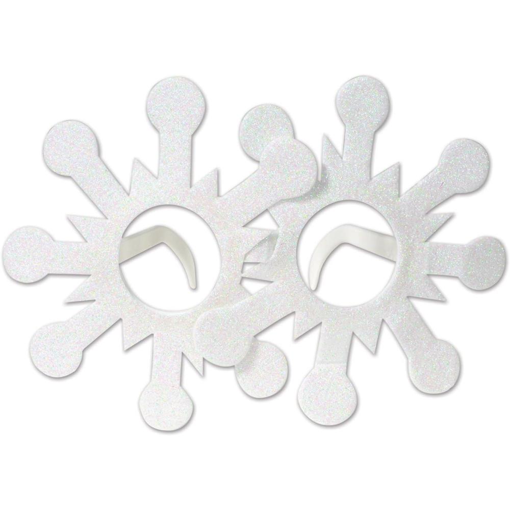image:imageBeistle Glitter White Snowflake Costume Glasses Holiday Eyewear for Christmas Parties Fun Winter Occasions Parades amp Xmas Day Gatherings One Size