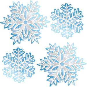 Winter Snowflakes Hanging Ceiling Decoration – 26.75″ – Blue – Pack of 4