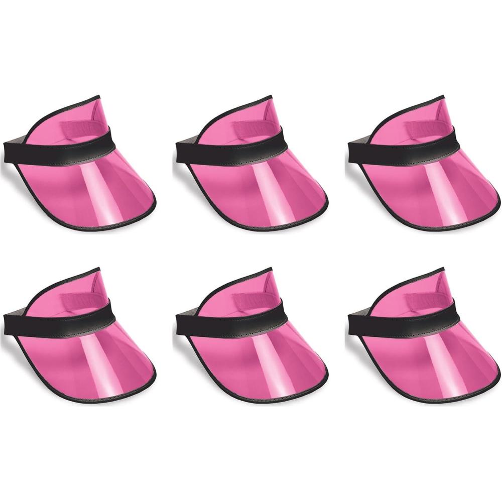 image:imageBeistle Hot Pink Dealers Visors 6 Pack Transparent Plastic Sun Visors with Black Band Lightweight Headwear for Casino Events Themed Celebrations amp Group Activities One Size Fits Most Adults