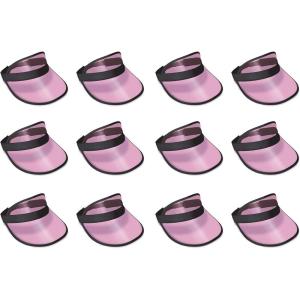 Beistle Cerise Hot Pink Dealer’s Visors – 12 Pack, Transparent Plastic Sun Visors with Black Band, Lightweight Headwear for Events, Themed Celebrations & Group Activities, One Size Fits Most Adults