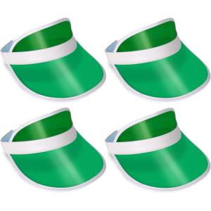 Beistle Clear Green Dealer’s Visors – 4 Pack, Transparent Plastic Sun Visors, Lightweight Headwear for Events, Casino Themed Celebrations & Group Activities, One Size Fits Most Adults