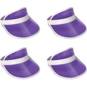 Clear Plastic Dealer’s Visor, Purple/White Pack of 4