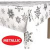 Beistle 2 Piece Snowflake Tablecovers, 54″ x 108″, Plastic Winter Themed Tablecloths