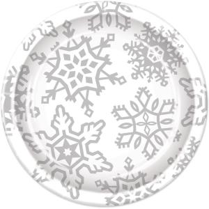 Beistle 16 Piece 9″ Winter Wonderland Snowflake Party Supplies Paper Plates for Christmas Holiday