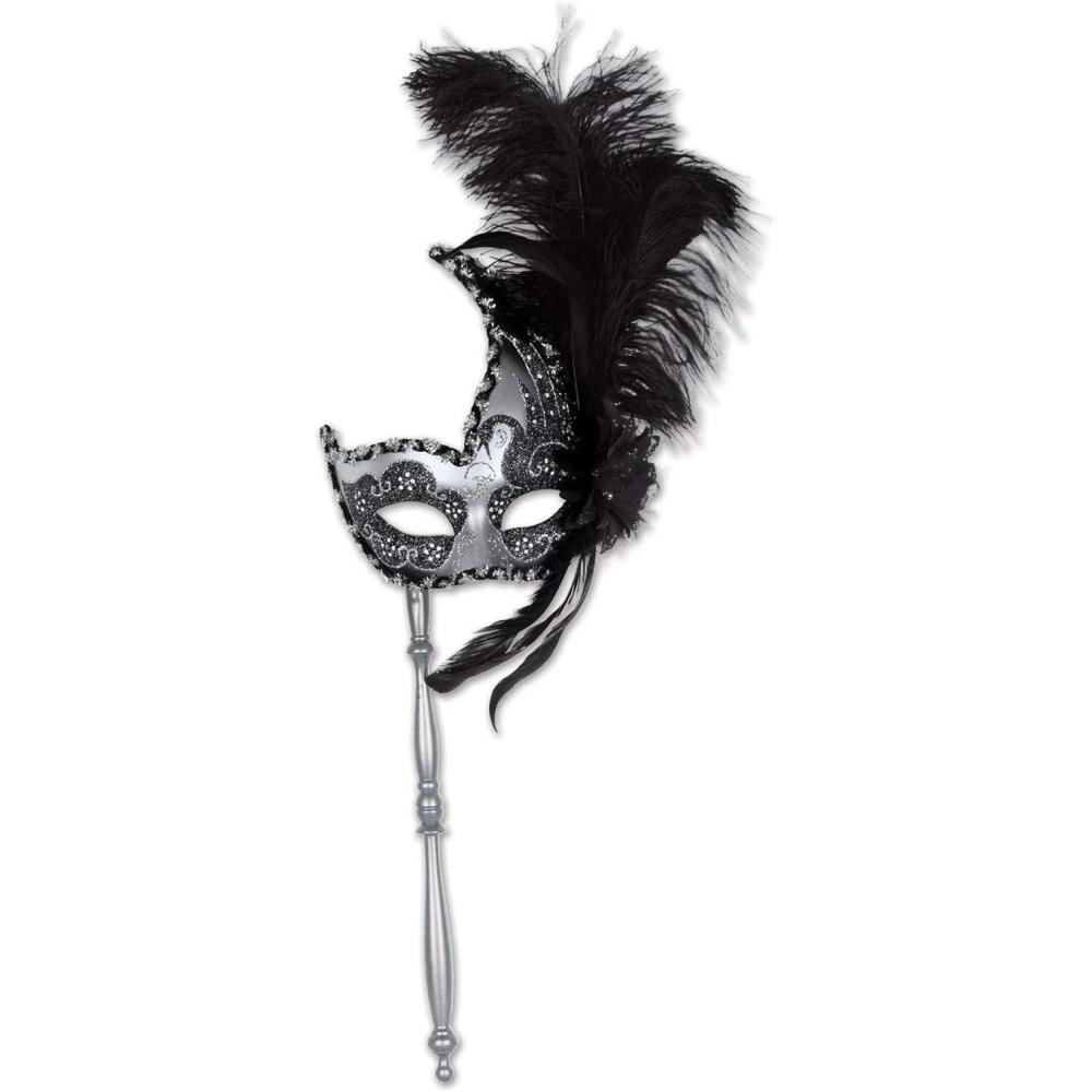 image:imageBeistle Halloween Party Feathered Mask with Stick 12 Pack