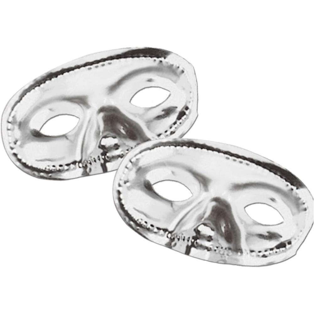 image:imageBeistle Halloween Party Metallic Half Mask Silver 24 Pack
