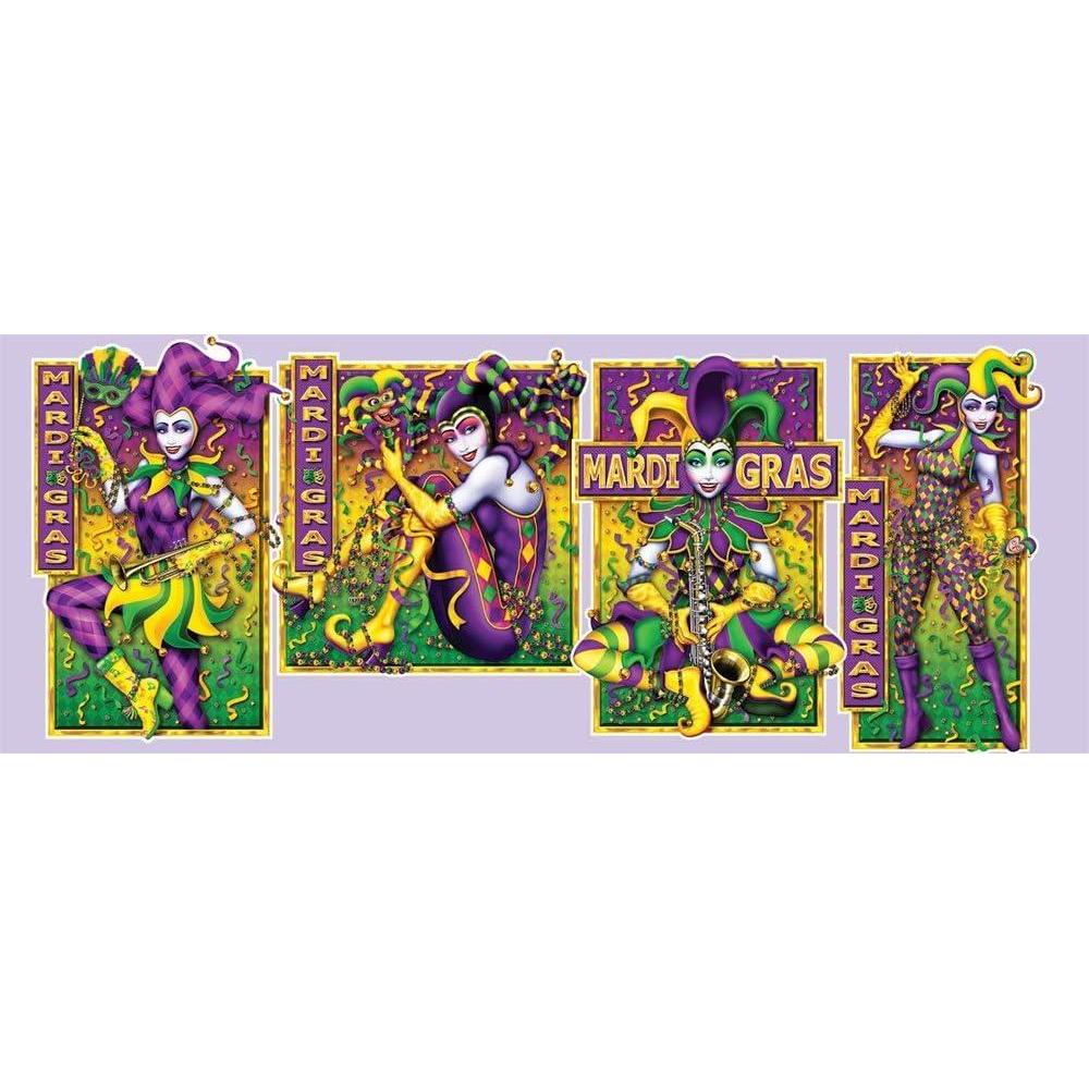 image:imageBeistle Mardi Gras Masquerade Mime Cutouts 4Pkg