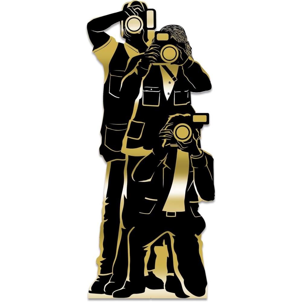 image:imageBeistle Paparazzi StandUp LifeSize Gold Foil Photo Op Decoration Freestanding Hollywood Cutout for Awards Nights Red Carpet Events Casino Themes Photo Booth Props amp Party Displays 6 x 31