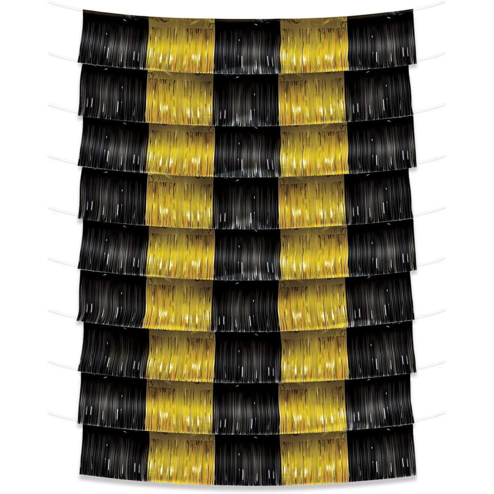 image:imageMetallic Fringe Garland Backdrop Black amp Gold