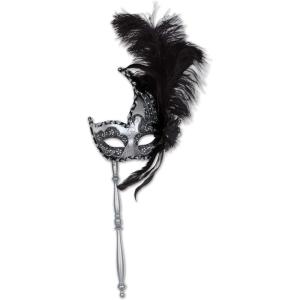 Beistle Halloween Party Feathered Mask with Stick – 12 Pack
