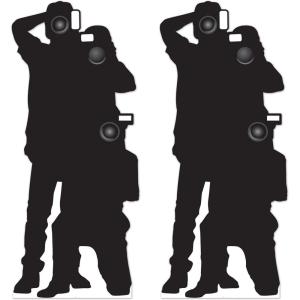 Beistle Life Size Paparazzi Stand-Ups with Easels – 2 Pack, Hollywood Theme Party Decorations, Photo Booth Props for VIP Awards Night Events, Movie Star Galas, and Red-Carpet Celebrations, 6′ x 32.15″