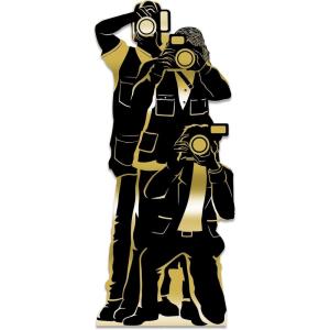 Beistle Paparazzi Stand-Up – Life-Size Gold Foil Photo Op Decoration, Freestanding Hollywood Cutout for Awards Nights, Red Carpet Events, Casino Themes, Photo Booth Props & Party Displays, 6′ x 31¼”