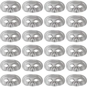 Beistle Silver Metallic Half Masks, 24 Pieces In Package