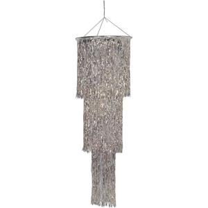 Beistle Silver New Year’s Party Decoration Bundle – 3-Tier Shimmering Foil Chandelier and “Happy New Year” Tassel Streamer Set, Elegant Hanging Décor for NYE Parties, Celebrations, Banquets & Events