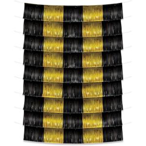 Metallic Fringe Garland Backdrop – Black & Gold