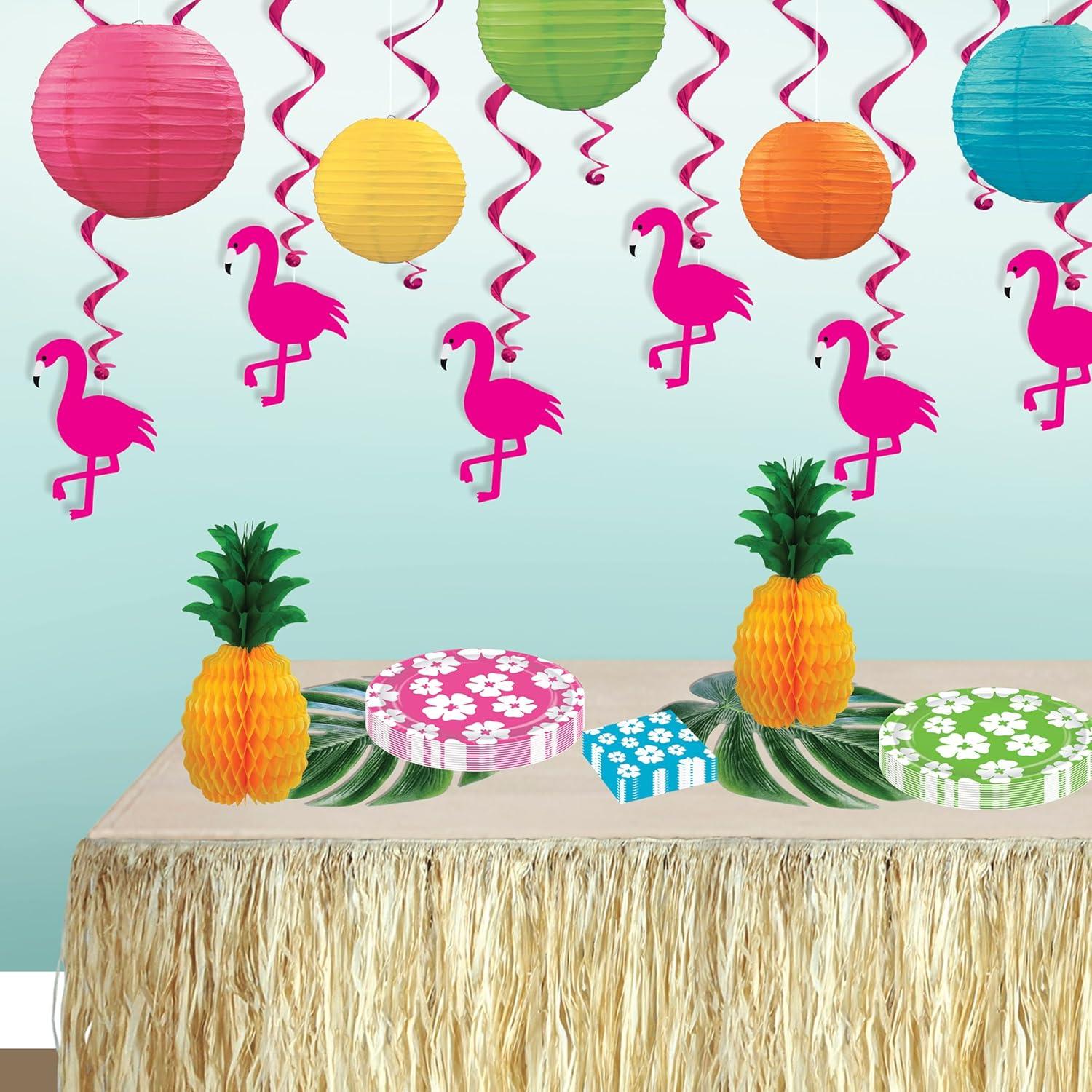 image:imageBeistle Luau Party Dcor Bundle Tissue Pineapple Centerpieces Colorful Paper Lanterns amp Flamingo Hanging Whirls Summer Decorations for Tropical Events Pool Parties amp BeachThemed Celebrations