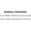 Beistle Tropical Décor Bundle – Fabric Artificial Palm Leaves & Multicolor Silk Petals, Island-Themed Decorations for Hawaiian Luaus, Safari Jungle, Summer Parties, Beach Events & Tiki Celebrations