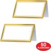 Beistle Gold Border Place Cards – 50 Pack, Folded Table Name Cards with White Center & Metallic Frame, Printed Cardstock Seating Markers for Weddings, Formal Events, Banquets & Celebrations, 2″ x 4″